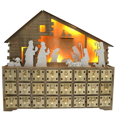 

ABIDE Advent Calendar with LED Light Multipurpose Christmas Home Ornament 24 Drawers Desktop Decoration Office Holiday Bedroom