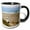 Black/White, variant on 3drose, Young Woman Sitting at the Beach Looking Over the Ocean., 15oz Two-tone Black Mug