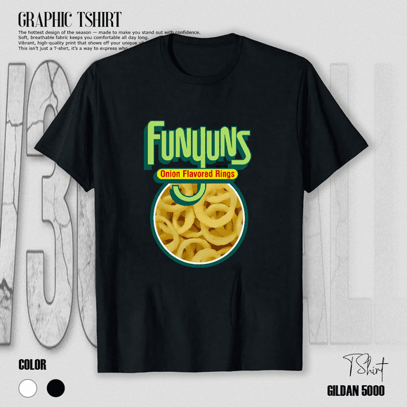 Funyuns Anneaux Aromatisés à l'Oignon Classique Jaune Sac à Collation Logo Foodie T-Shirt Unisexe V40940, jusqu'à la Taille 5TG