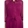 thumbnail image 3 of Nanette Lepore Collared 3-4 Sleeve Button Down Tie Waist Illusion Chiffon Dress-BALI ORCHARD / 4, 3 of 12