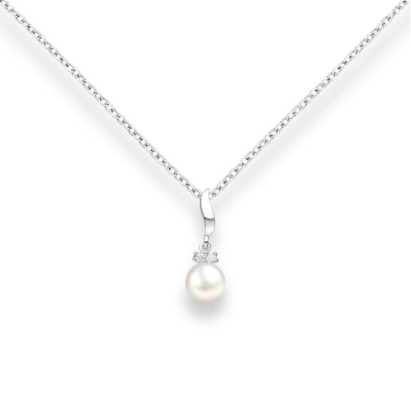 Pearl Necklace for Women Sterling Silver Chain Birthstone for Women Fine Jewelry Dainty Infinity Pendant Anniversary Birthday Christmas Gifts for Her Wife Mom Lady Daughter, (Style-2)