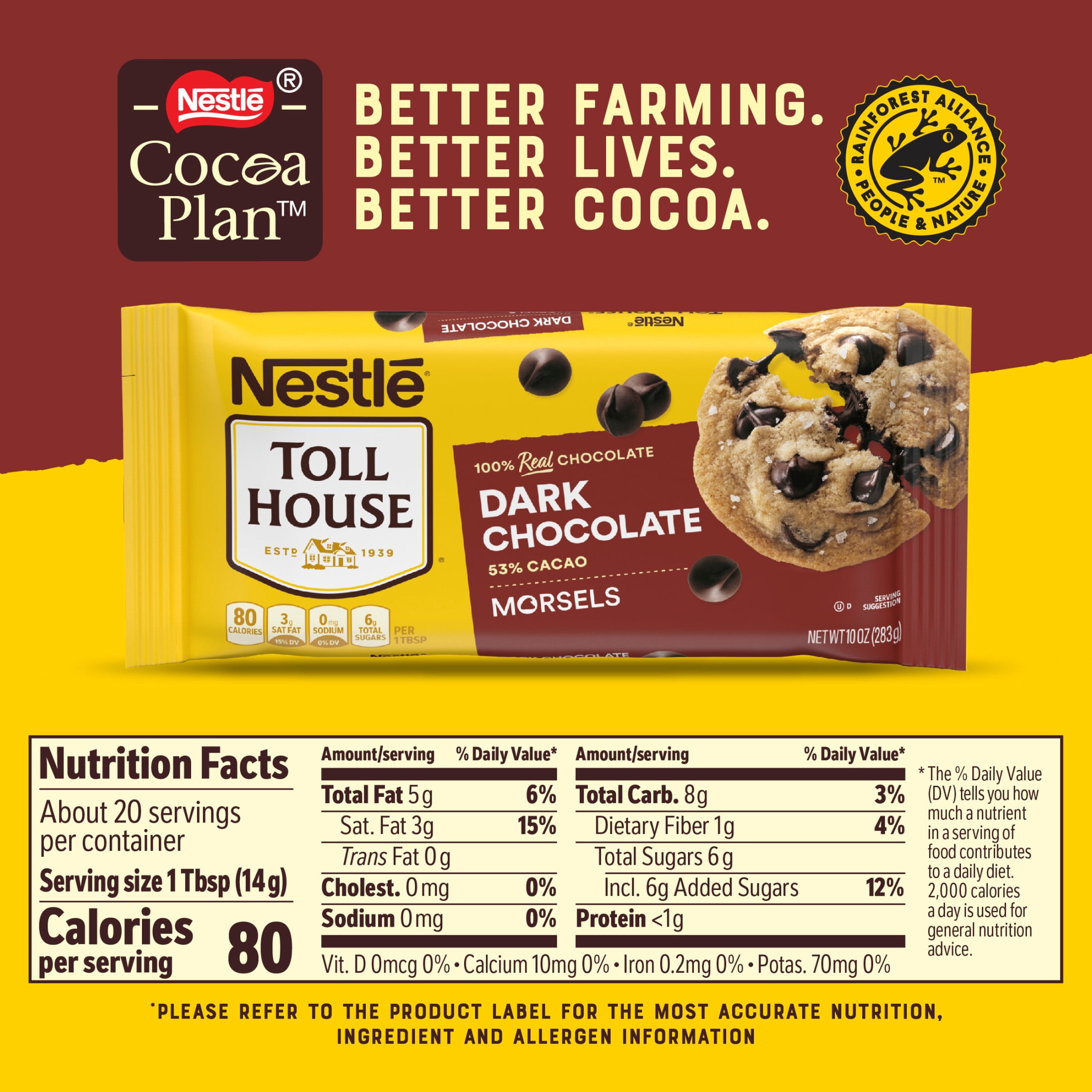 (6 pack) Nestle Toll House Dark Chocolate Regular Baking Chips, 10 oz Bag