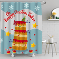 thumbnail image 1 of Whimsical Christmas Cake Shower Curtain - Festive Design with Green Tree Hat & Cheerful Bow - Perfect Holiday Decor, 1 of 4