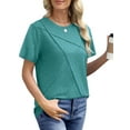 thumbnail image 5 of UVN Blouses for Women Summer Short Sleeve Shirts Casual Crew Neck Pleated Tunic Tops, 5 of 10