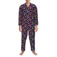 thumbnail image 3 of Salouo mushroom color Skull Print Button-Front Long Sleeve Pajama Set for Men, Soft 2Pjs Men's Long Sleeve Sleepwear-Large, 3 of 7
