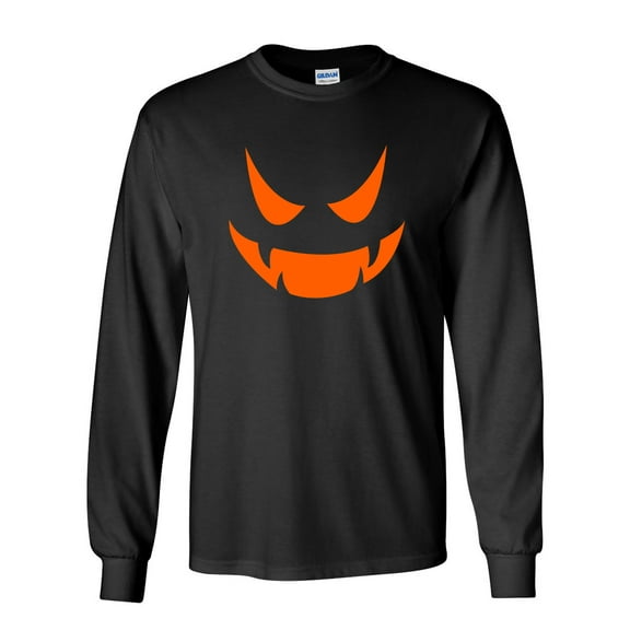Vampire Pumpkin Emoticon Sarcastic Novelty Gift Idea Adult Humor Funny Men's Long Sleeve Shirts