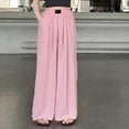 thumbnail image 5 of Otqutp Girls Casual Linen Pants High Waist Wide Leg Flowy Trousers Cute Pull On Jogger Sweatpants Trendy Beach Trousers Y2k Outfit, 5 of 8