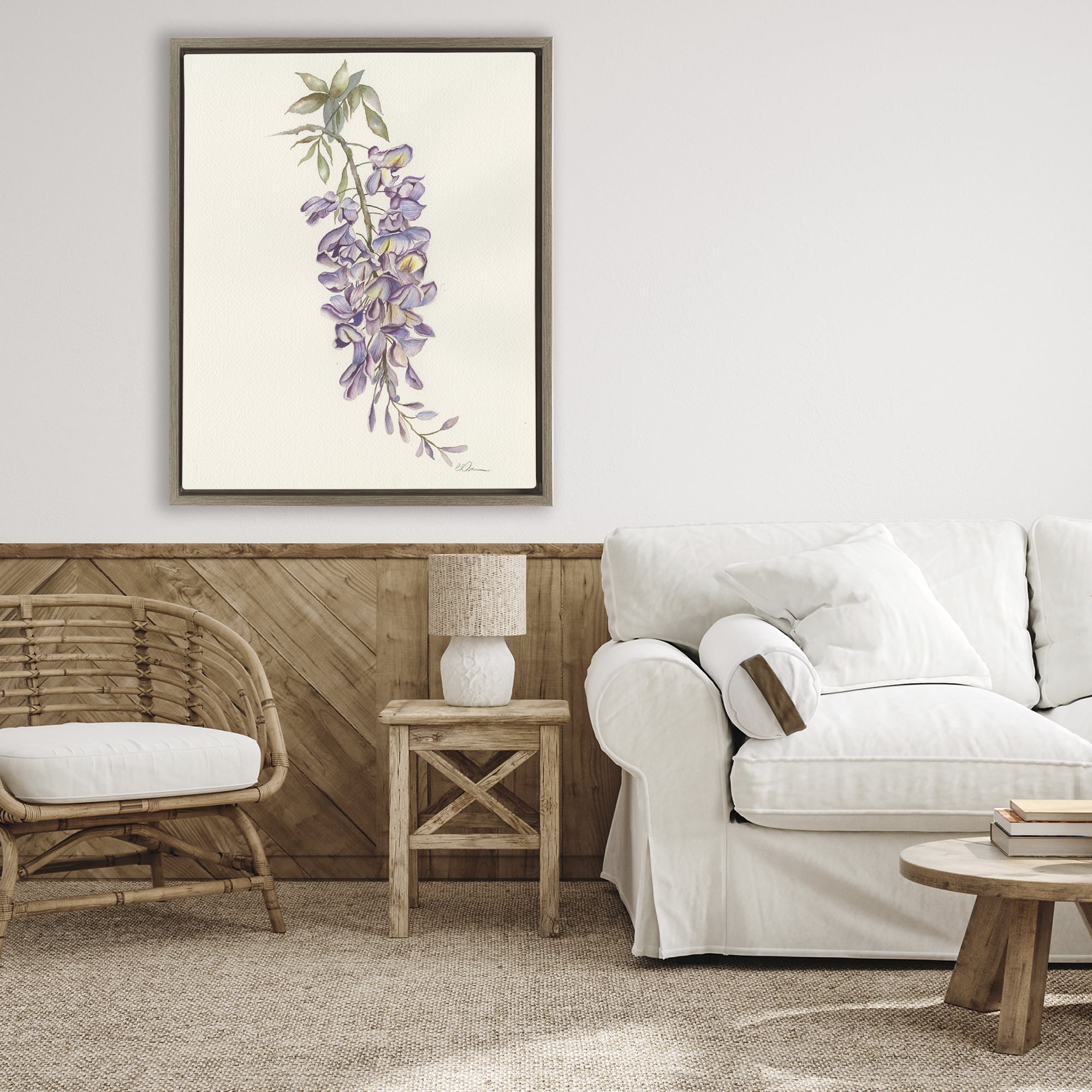 Stupell Industries Delicate Hyacinths Study Brown Framed Floater Canvas Wall Art, design by Cady Driver