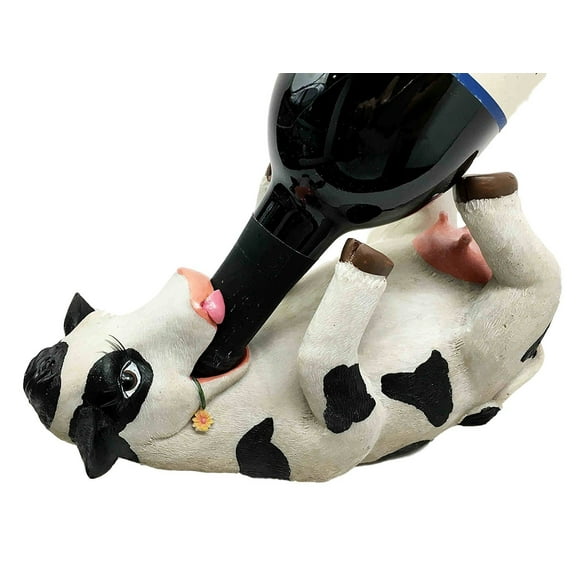Figurine en Résine de Vache Bovine de Ferme avec Taches Adorables, Support de Goupillon à Vin, Décoration de Cuisine