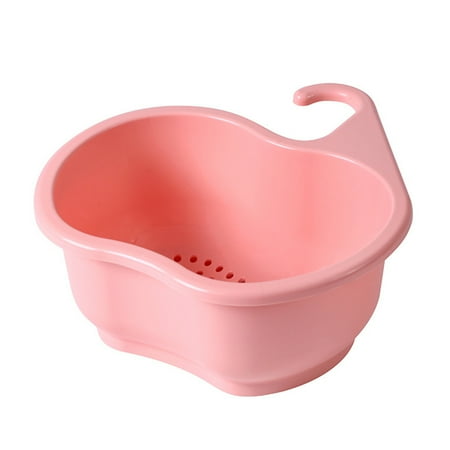 

YSD Drain Colander Convenient Space-saving Plastic Hook Design Washing Basket for Kitchen