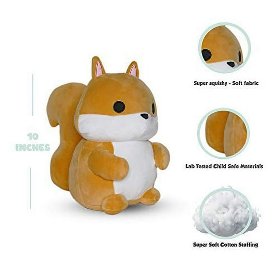 Avocatt Brown Squirrel Plush Toy - 10 Inches Plushie Stuffed Animal - Hug and Cuddle with Squishy Soft Fabric and Stuffing for Boys and Girls