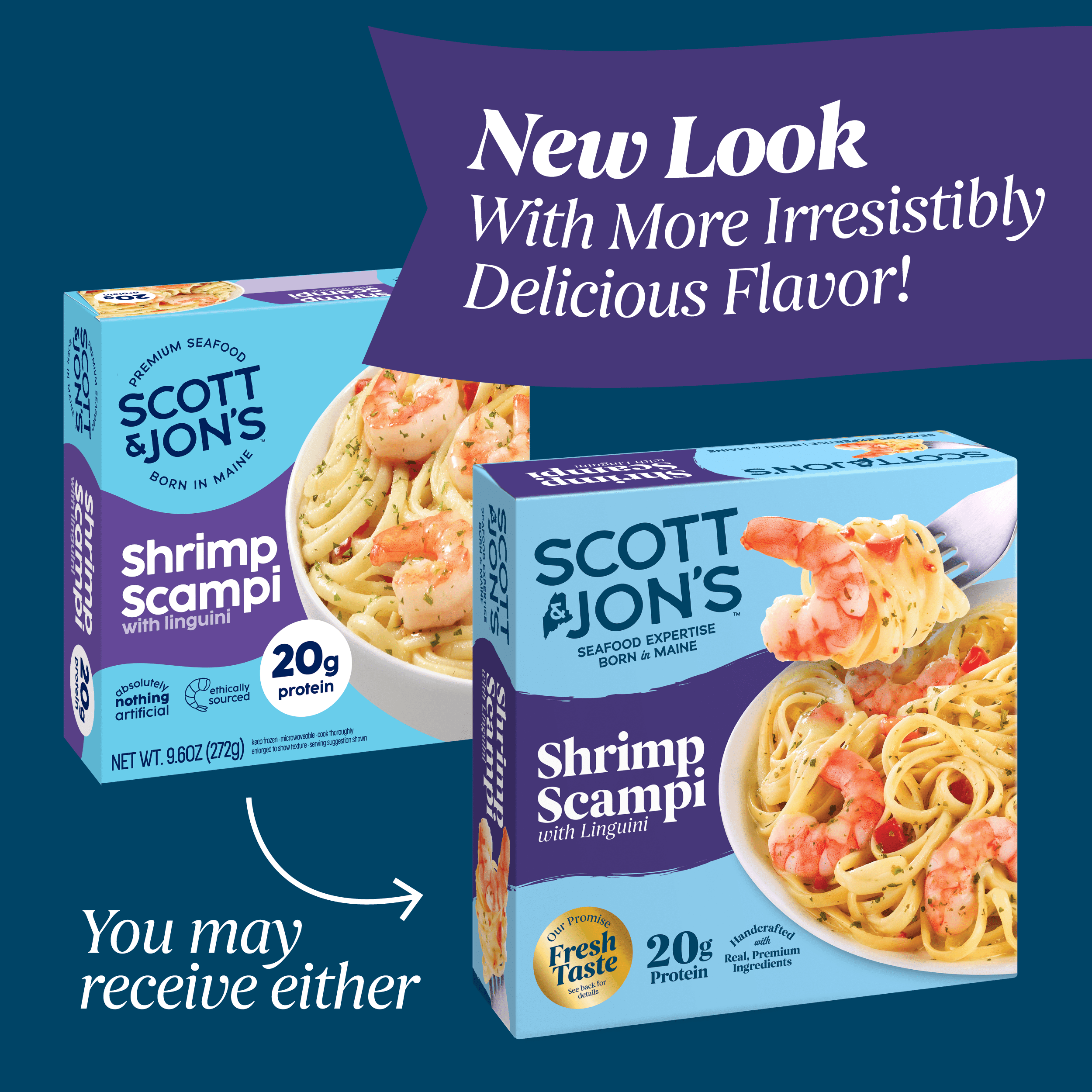 Scott & Jon’s Frozen Meals, Shrimp Scampi Noodles, Microwave Meals, Frozen Lunch or Dinner for One, 9.6 oz