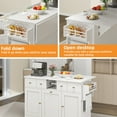 thumbnail image 2 of Craftian Kitchen Island with Drop Leaf & Power Outlets, Kitchen Cart with Trash Storage, White, 2 of 10