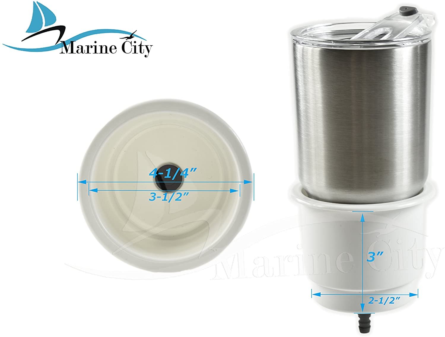 MARINE CITY Newest White Plastic Drink Cup Holder for Mug 30 Oz. 2 Pcs - image 5 of 5