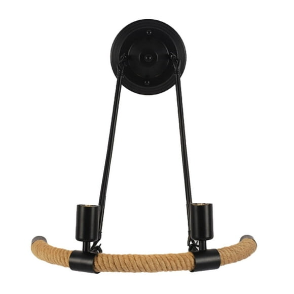 Aplique de pared de cuerda de cáñamo, lámpara de pared rústica de doble cabezal, accesorio de iluminación para decoración de entrada de pasillo y