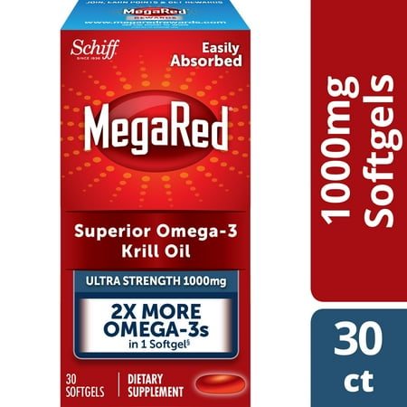 MegaRed 1000mg Ultra Strength Omega-3 Krill Oil, 30 Softgels