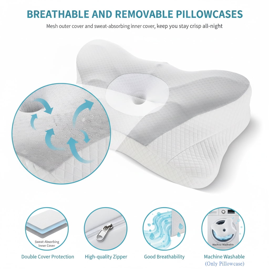 CONCETTA Ergonomic Cervical Pillow Orthopedic Cervical Pillow for Neck Pain Relief, Gray