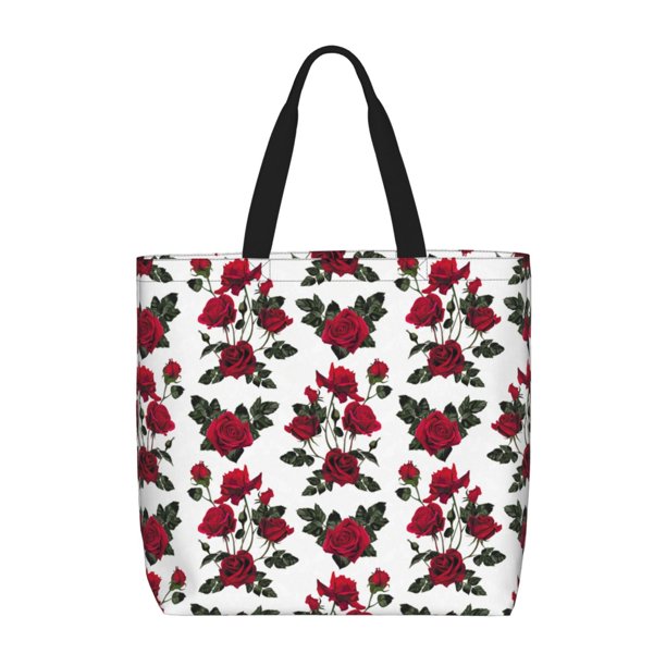 Easygdp Rose Flowers Bolsa Tote para Mujer, Bolso de Hombro para Trabajo, Playa, Viajes, Compras y Supermercado