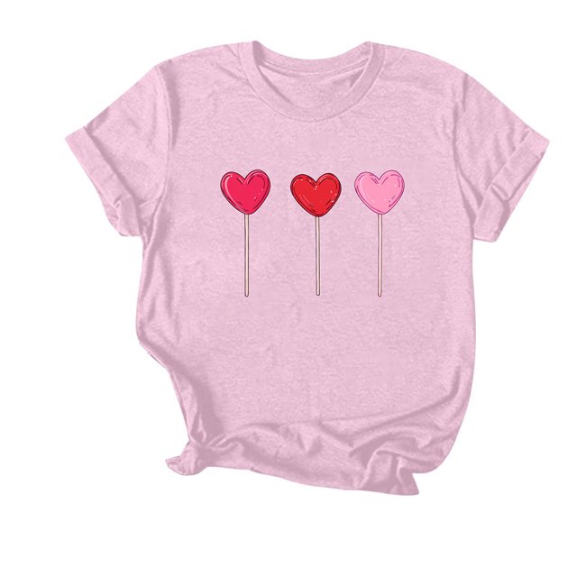Soki T-Shirt Graphique Cœur d'Amour pour Femmes, Col Rond, Manches Courtes