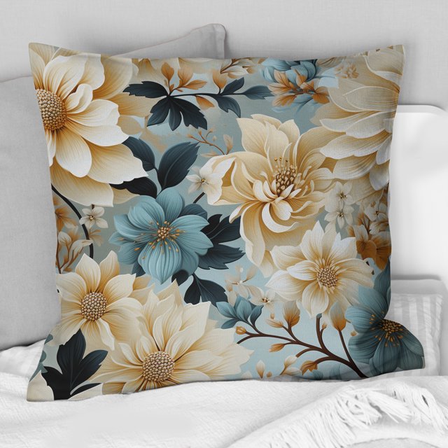 Designart "Beachy Blue Hydrangea Calm I" Floral Throw Pillow - Traditional Pillow For Couch - Insert And Pillows Covers For Living Room Decor