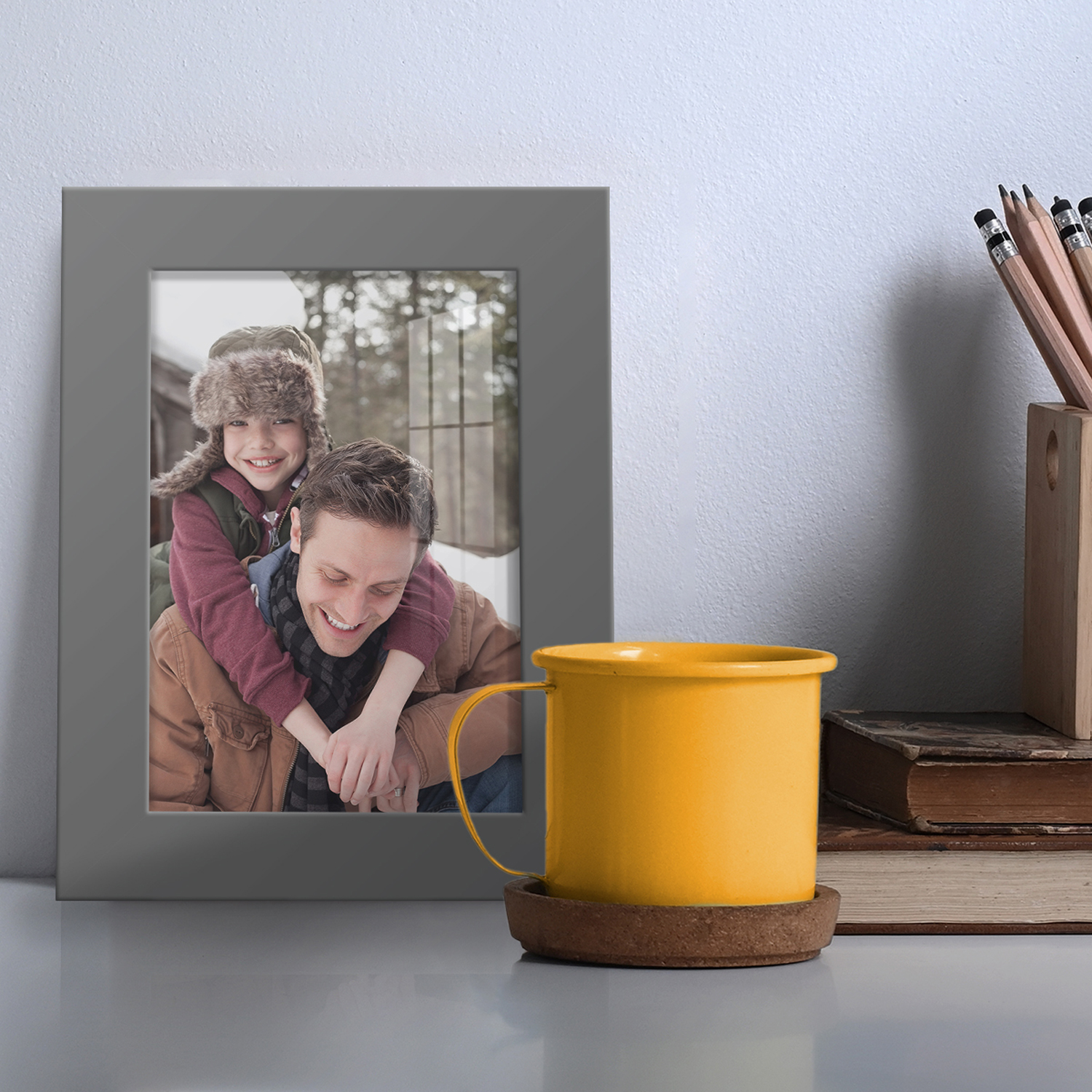 Modern 3.5 in. x 5 in. Grey Picture Frame (Set of 2)