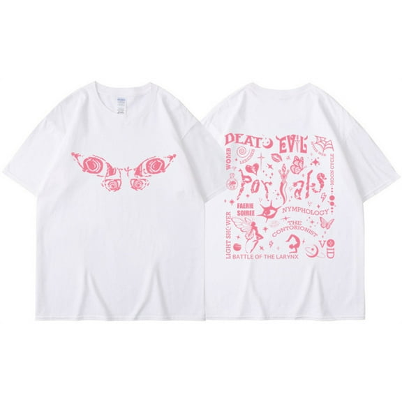 Silver Basic Women's MM Summer Pure Cotton Butterfly Printed T-shirt XL,White-1