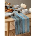 thumbnail image 6 of Vintage Blue Brown Grey Table Runner 70 Inches, Retro Farmhouse Wooden Country Bed Runner Dresser Scarves Tabletop for Indoor Outdoor Parties/Ceremony/Banquet, 13" x 70", 6 of 8