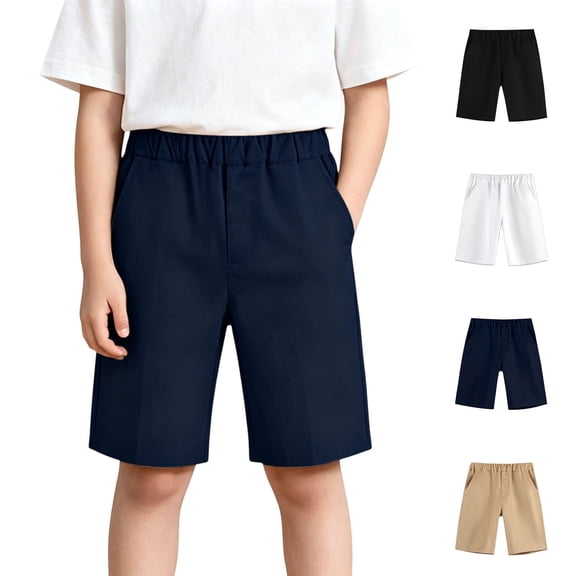 HAOTAGS Boys Shorts Size 12,Stretch Waist Side Pockets Breathable Summer Casual School Uniform ShortsNavy