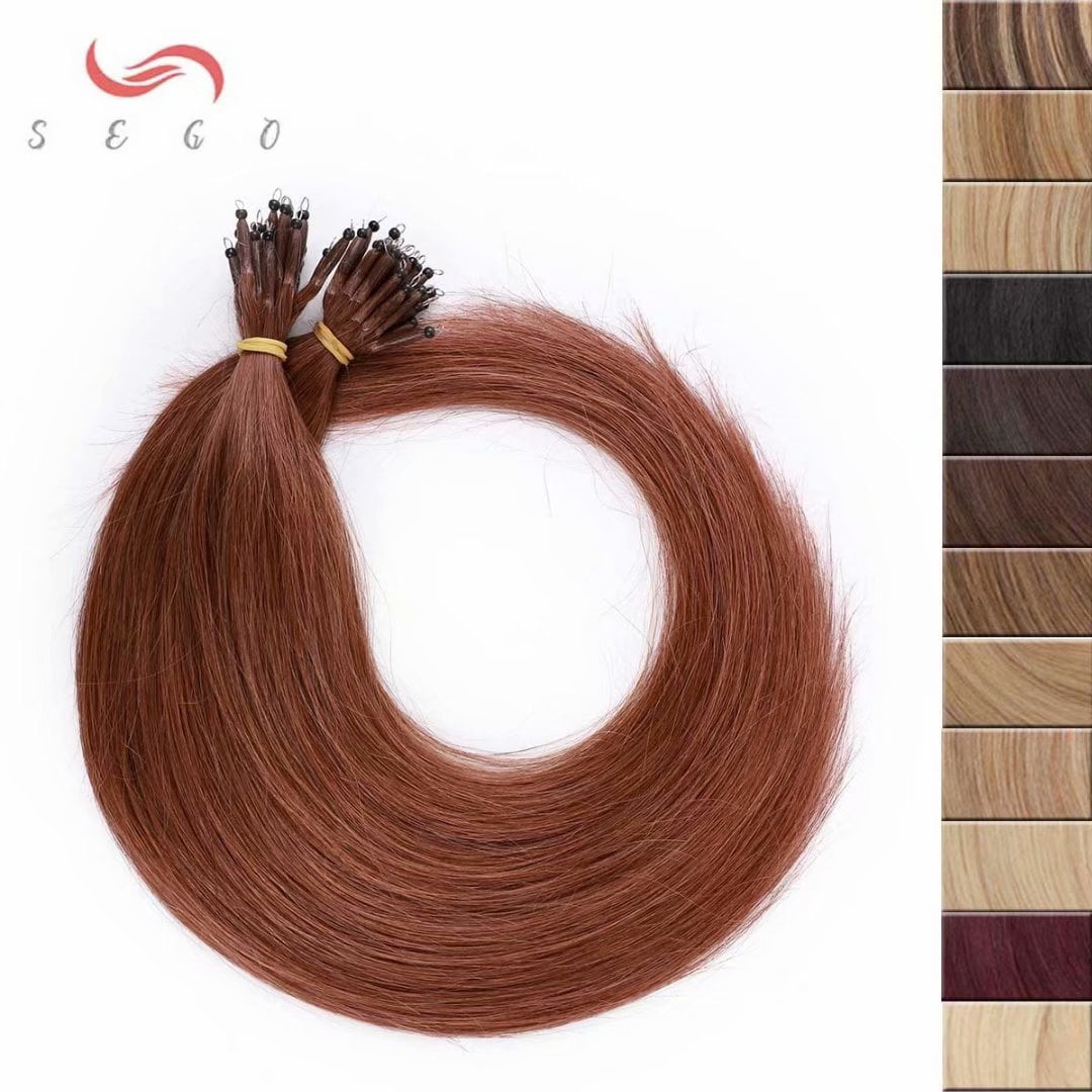 SEGO Nano Micro Bead Ring Human Hair Extension Pre Bonded Nano Tip Remy Hair Extensions Loop Hand Hairpiece