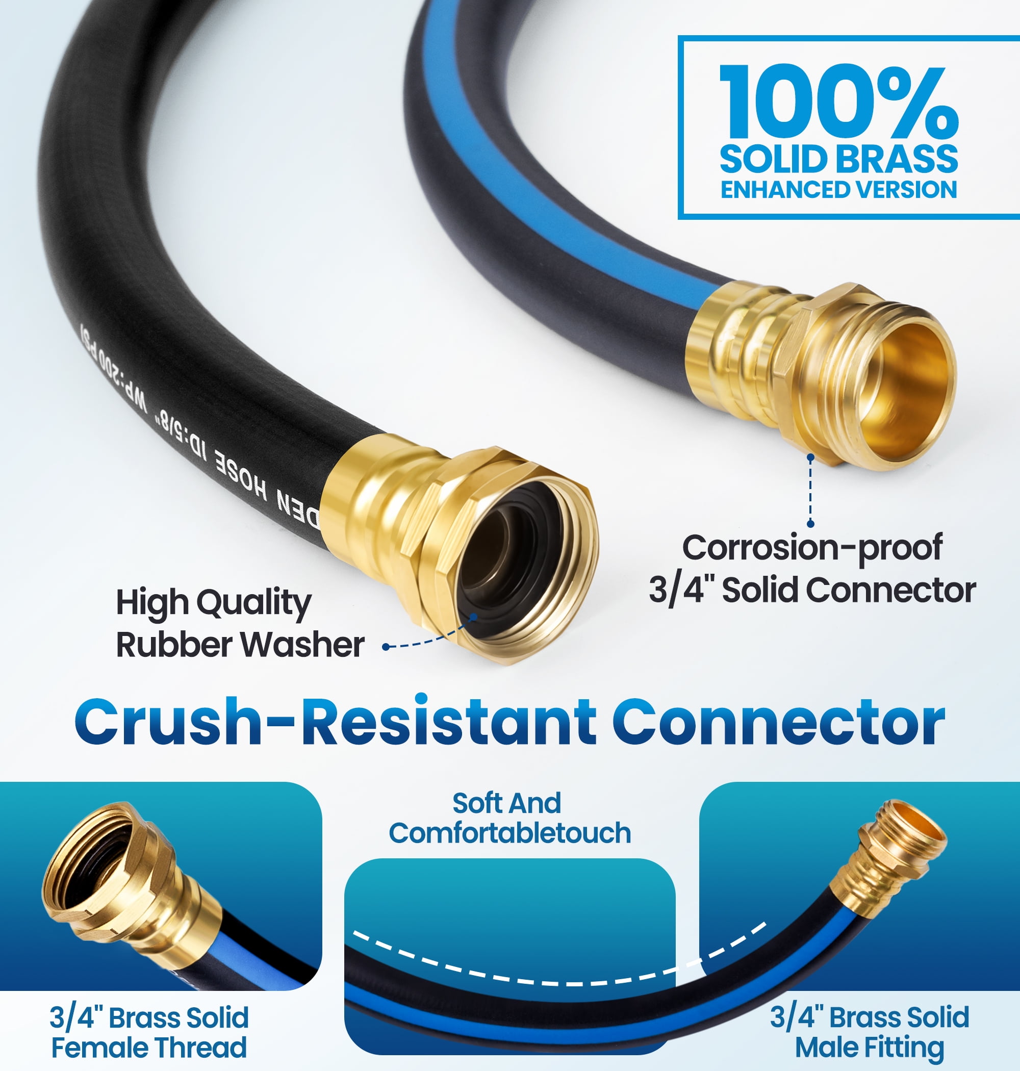 OHHANI Garden Hose, 50 ft x 5/8" Water Hose for Outdoor with 10 Function Sprayer Nozzle, Kink Free