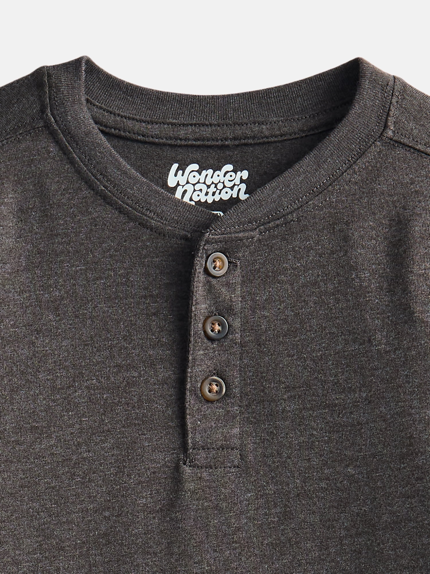 Wonder Nation Boys Henley Shirt with Long Sleeves, Sizes 4-18