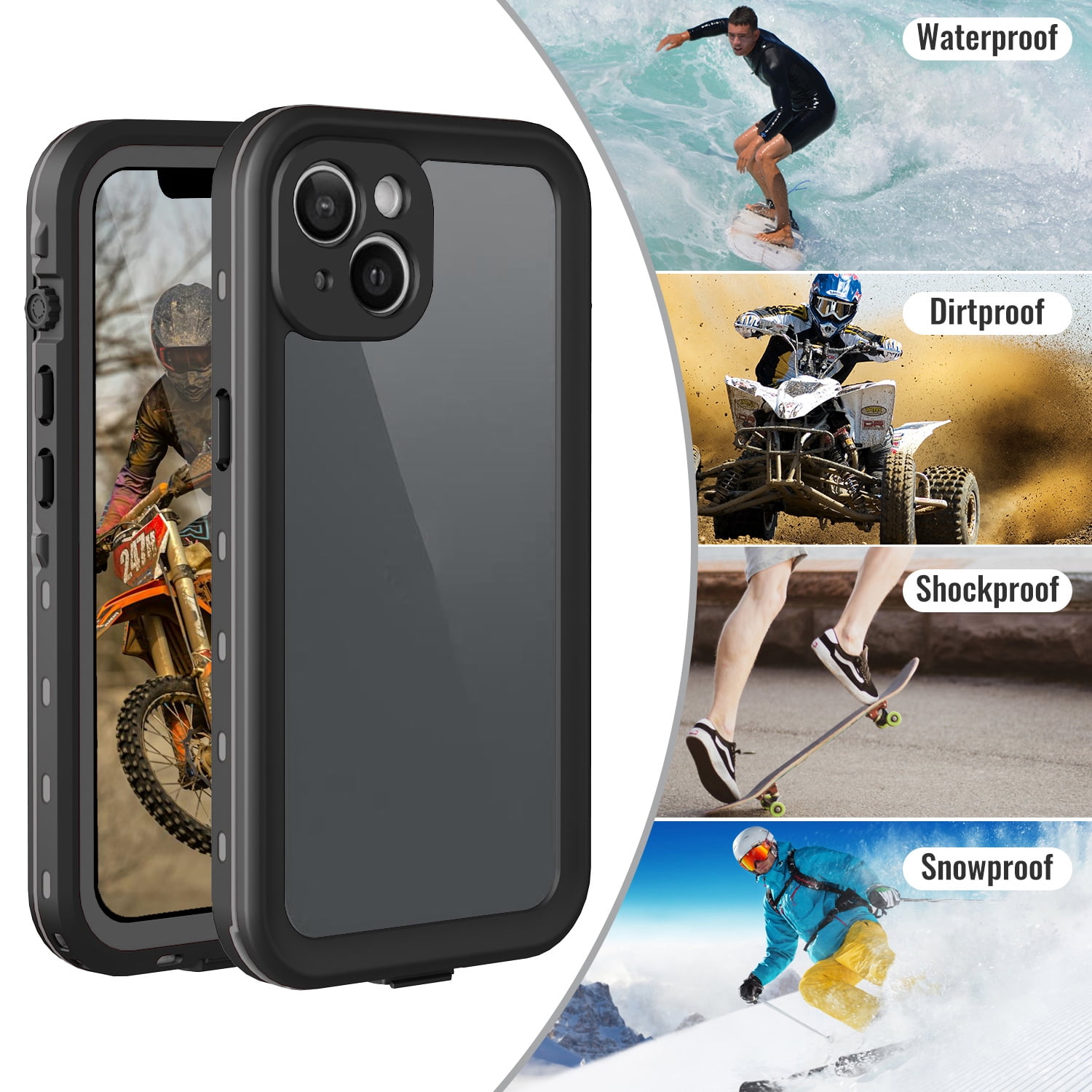 IP68 Waterproof Case for iPhone 13 Shockproof Rugged Case Built in Screen Protector Swimming Underwater Phone Cover Supprot Wireless Charging(6.1" Black)