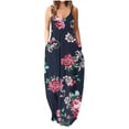 thumbnail image 1 of Robe d'Été pour Femmes Décontractée Sans Manches Grande Taille Longue Robe Maxi avec Poches Imprimé Floral Ample Robe de Plage Robe Bohème, 1 of 4