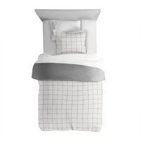 Made Supply Co. 2 Piece Hypoallergenic Oversized Grid Print Comforter Set with Shams, Twin/Twin XL