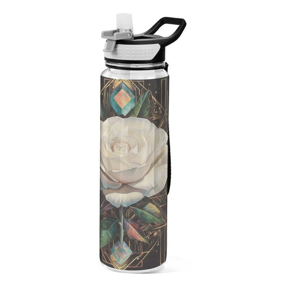 BZSMCE Sport Bottle The White Rose Outdoor sports Water Bottle Size: 10.4x3in