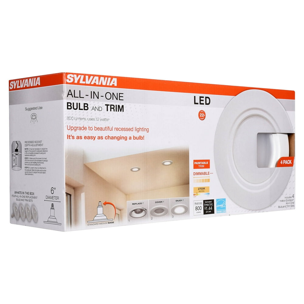 SYLVANIA LED LT6 All InOne Recessed LIghting, 60 Watt, Dimmable, 4