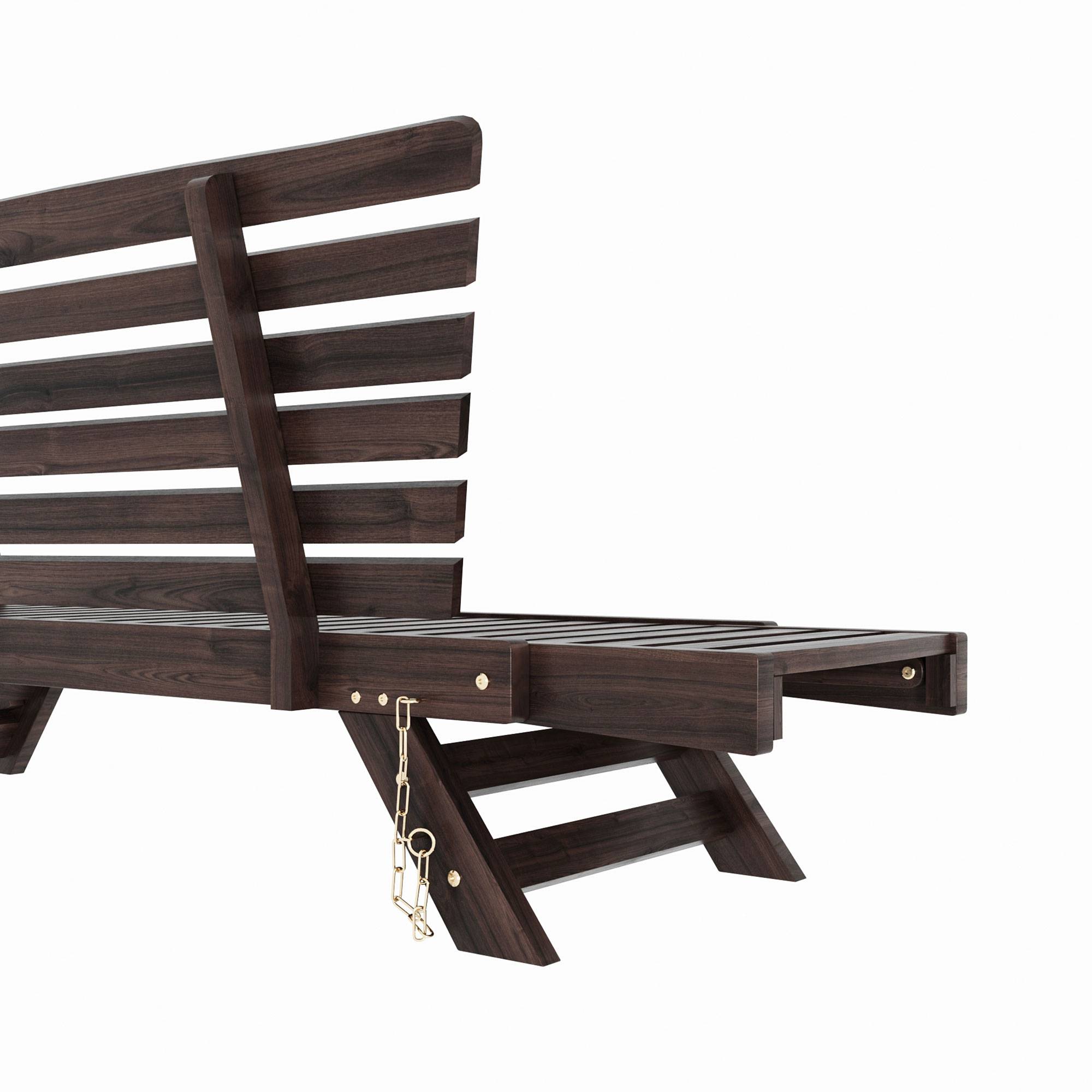 Outdoor Adjustable Patio Wooden Daybed Sofa Chaise Lounge with Cushions