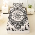 thumbnail image 3 of Homewish Spider Web Skull Twin Sheets,Grunge Goth Damask Bedding,Cream,Halloween Bed Set,3 Pieces,1 Fitted Sheet and 1 Pillowcase, 3 of 6