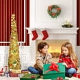 thumbnail image 2 of Pop Up Christmas Tinsel Tree with Lights - Collapsible Colorful Sequin Artificial Christmas Pencil Trees Decorations for Home Apartment Party Indoor Outdoor (5 Foot - Colorful Gold), 2 of 8