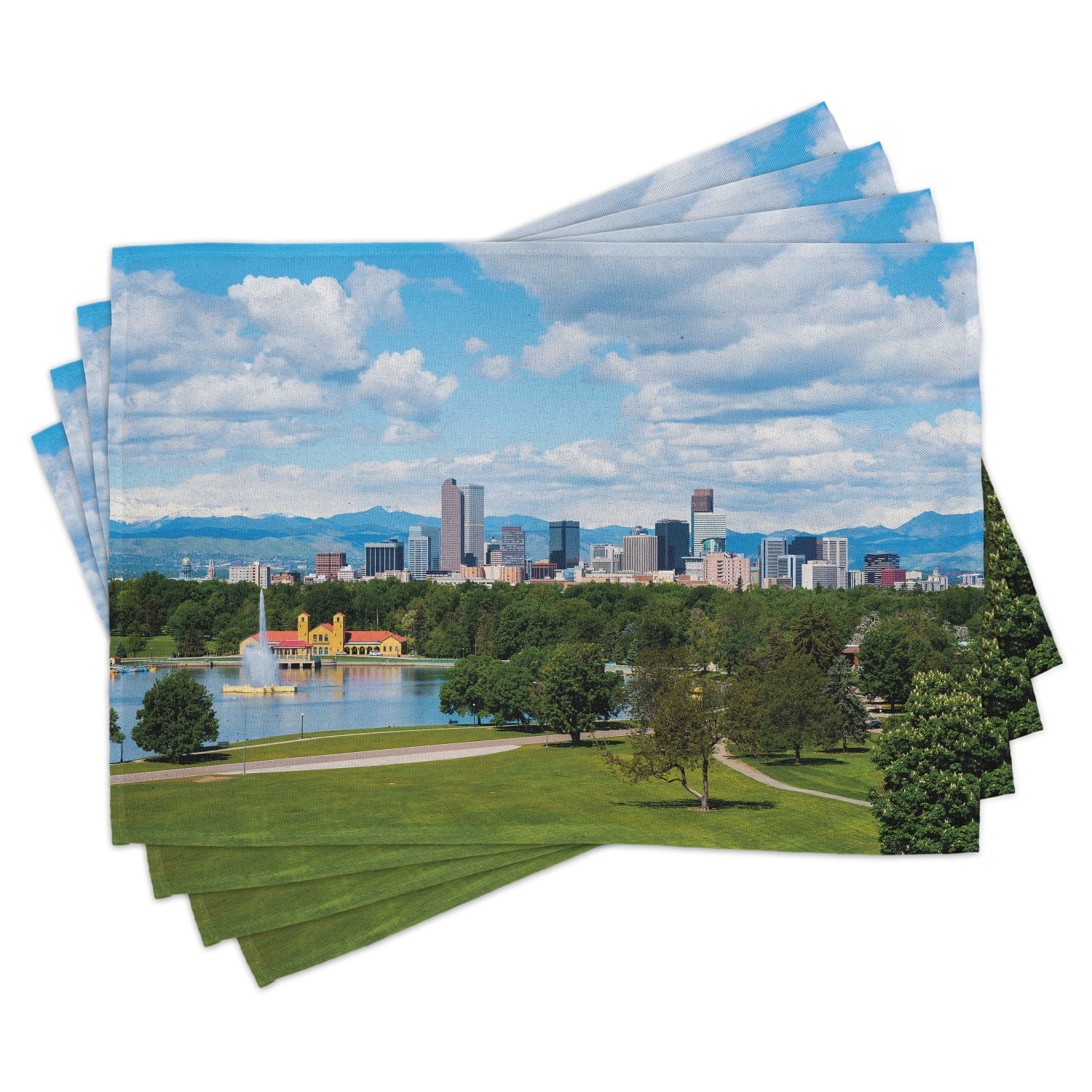 Urban Placemats Set of 4 City Park at Denver Colorado Downtown Tree and