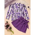 thumbnail image 2 of MORTTIC Toddler Girl Purple Rose Print Girls Outfit, Halter Neck Stripe Top With Belt Skirts Set Holiday Going Out 2PCS Spring Fall Clothes, 2 of 7