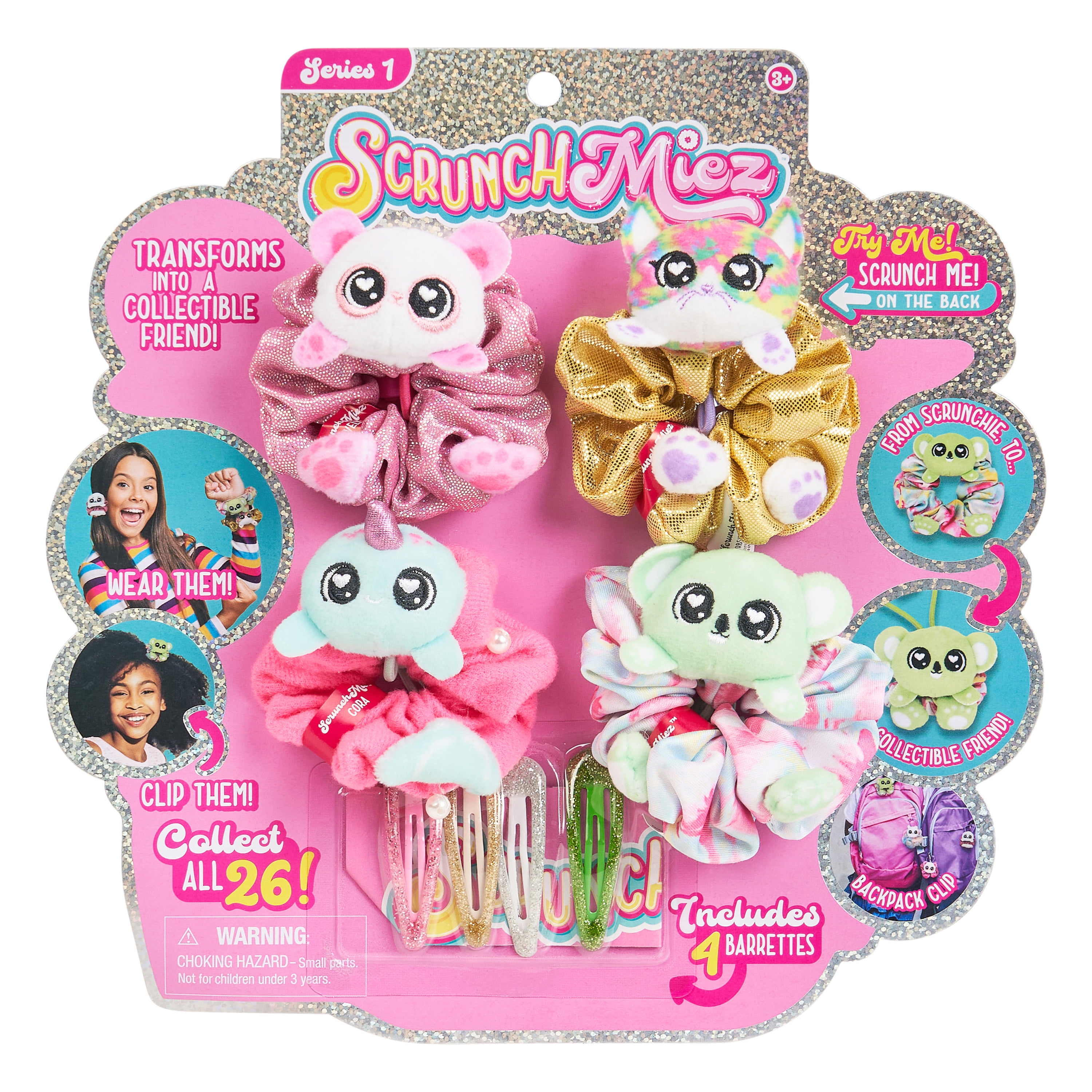 SCRUNCHMIEZ Collectable Transformable Hair Scrunchies 4 Pack - Walmart.com
