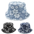 thumbnail image 2 of Xfvqtps Womens Bucket Hat Sun Hat Sunshade Flower Embroidery Retro Style Outdoor Fisherman Hat Black, 2 of 6