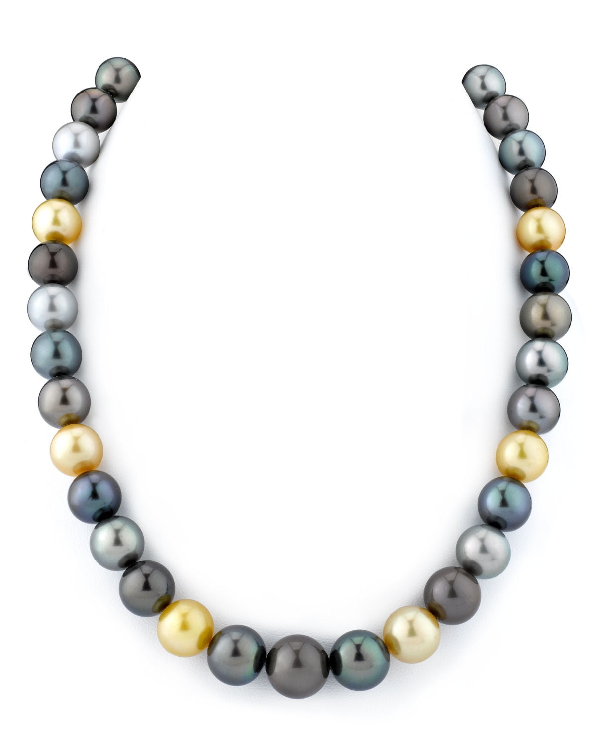 14K Gold 10-13mm Tahitian & Golden Multicolor Cultured Pearl Necklace AAAA Quality by The Pearl Source