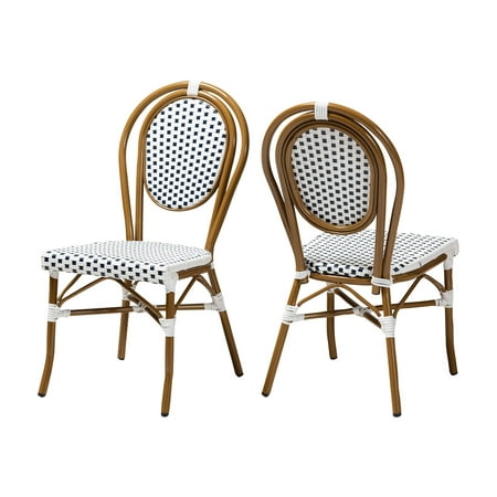 Baxton Studio Gauthier Indoor/Outdoor Stackable Bistro Dining Side Chair - Set of 2