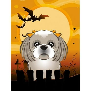 Carolines Treasures BB1808CHF Halloween Gray Silver Shih Tzu Flag Canvas House Size