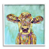 Modern Cow Farm Animal Portrait Animals & Insects Painting White Framed Art Print Wall Art