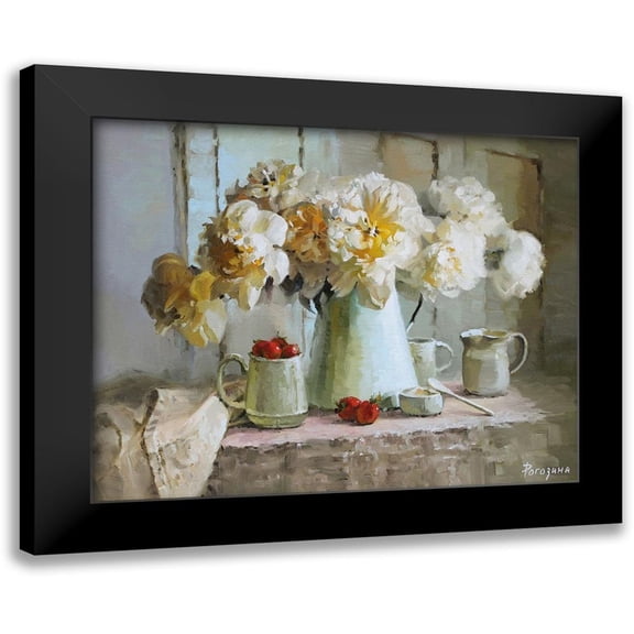 Rogozina, Svetlana 14x12 Black Modern Framed Museum Art Print Titled - Still Life with White Peonies