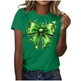 thumbnail image 2 of Elvqul Chemises à Manches Courtes pour Femmes Col Rond Grande Taille T-Shirts Imprimé Vert Mode Mignon Hauts pour Femmes Vacances, 2 of 5