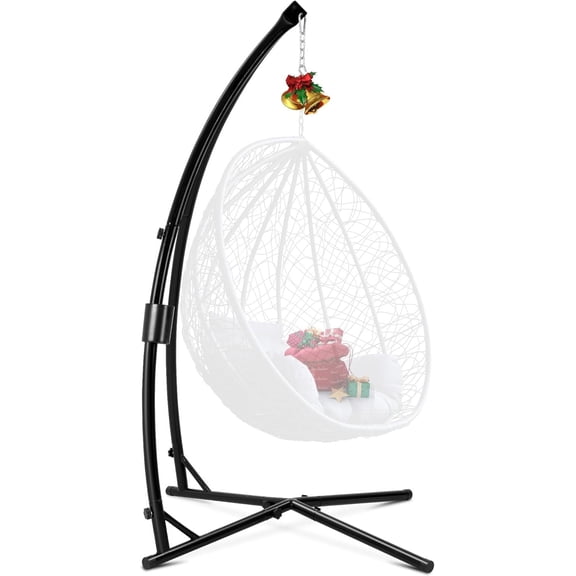Hanging Hammock Chair Stand Swing Chair Stand for Indoor/Outdoor,C-Type Solid Steel Heavy Duty Hammock Chair Stand,Weight Capacity 440 Lbs Hanging Chair Stand Only Black AD333